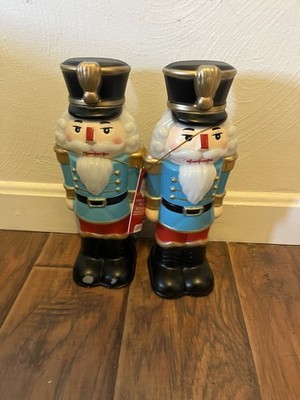 (2) 11'' Nutcracker Blowmold LED Holiday Time Tested Decor Table Indoor Outdoor