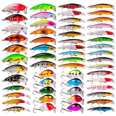 Bass Fishing Lures Kit Set Topwater Hard Baits Minnow Crankbait Pencil VIB Sw...