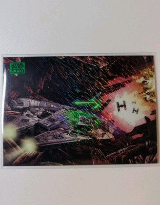 2025 Topps Star Wars Galaxy The Falcon On Crait #97 Green Shimmer 015/199