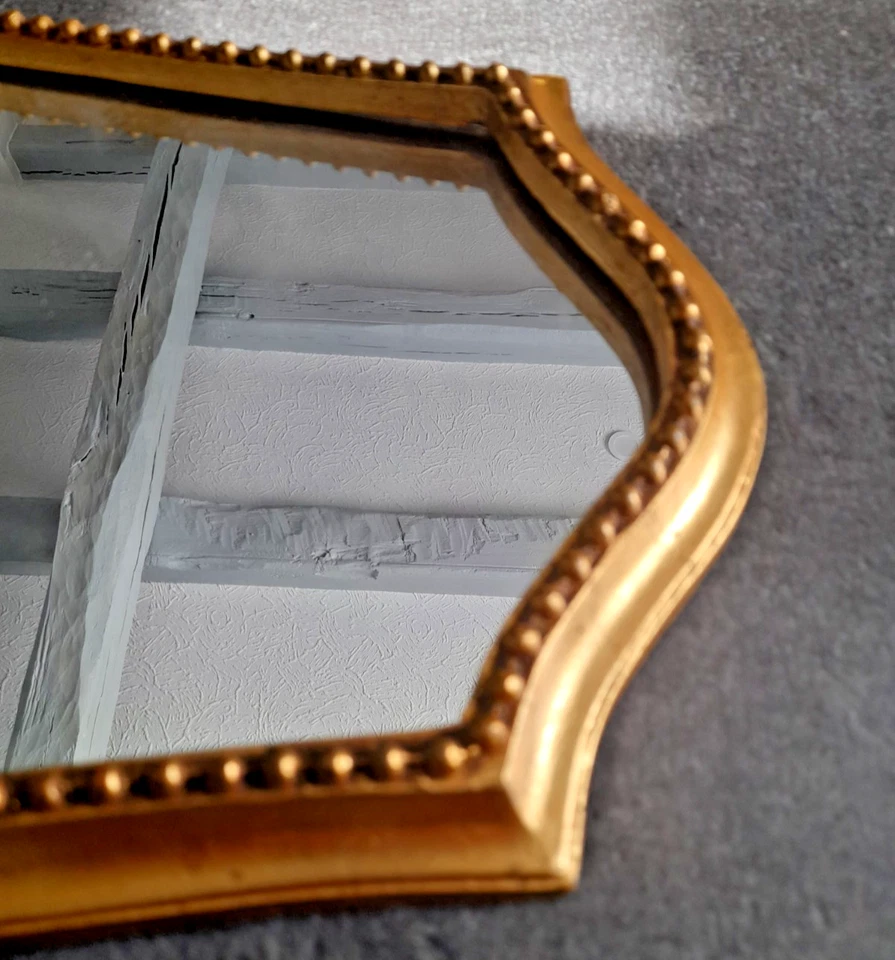 MIROIR MURAL BAROQUE DORE ET SA TABLETTE - Photo 3/4