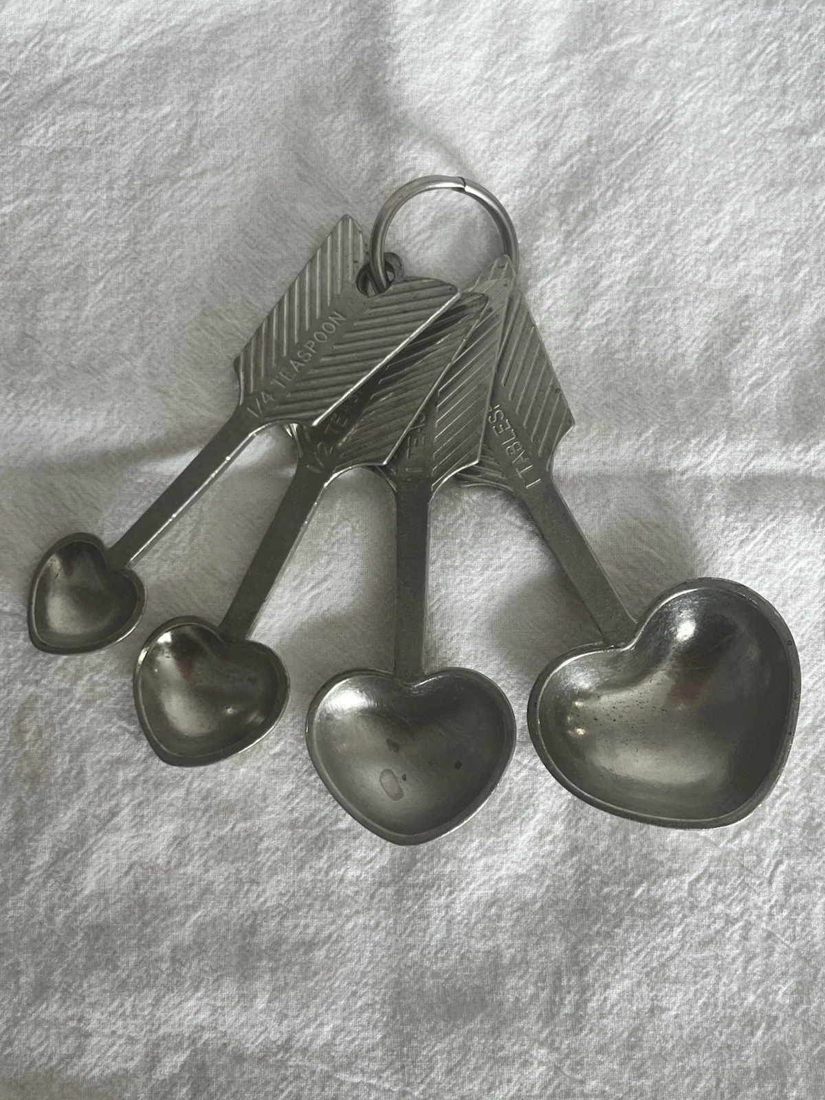 Heart Measuring Spoons, Pewter, by Beehive, 1999, 4 Measuring spoons