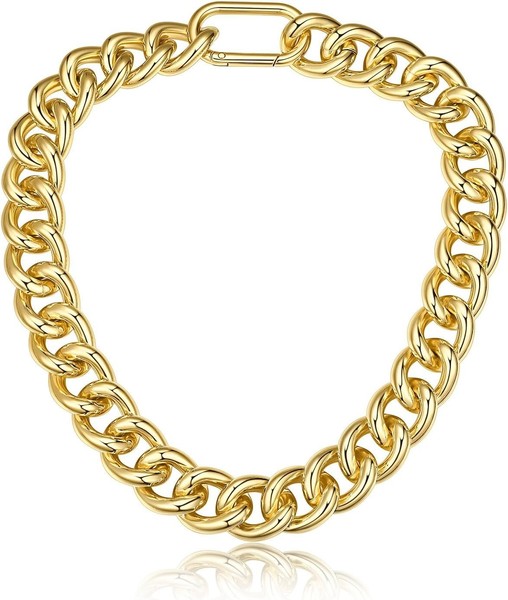 Panzerkette Kubanische Kette Dicke Halskette Gold Aluminium 45-55Cm Damen Herren-image