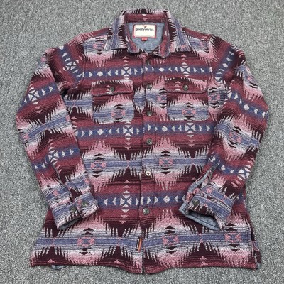 Joe Browns Hemd Herren Small Rot Lila Azteken Geometrisch Overshirt Chore Shacket