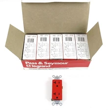 8 Pack - Pass & Seymour Legrand White Duplex Receptacles Spec Grade 26352-RED