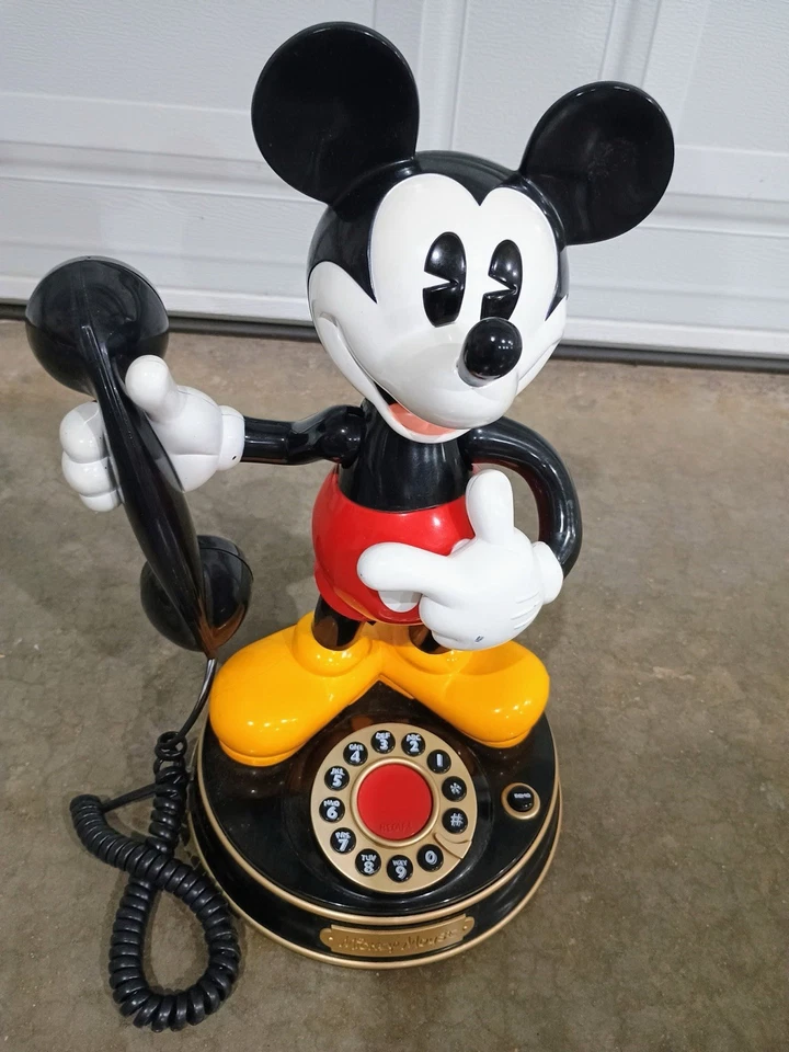 Teléfono parlante animado Telemania 1997 Disney Mickey Mouse teléfono residencial Foto 2 de 4