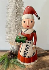 New Primitive Christmas Recycled Metal MRS CLAUS SANTA FIGURE Standing Statue