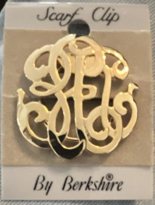 Berkshire Gold Tone Monogram Scarf Clip on Card