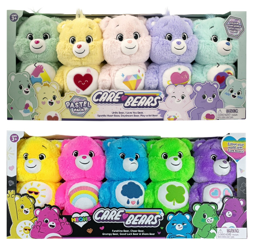 Care Bears Colour Your World Pastel Neon Plush New Australia