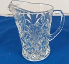 VTG Small 5" Juice Milk Clear Glass 10 oz. Pitcher Bars Diamonds Pineapple
