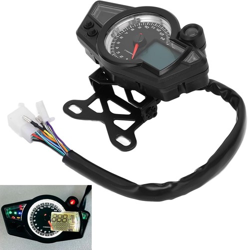 LCD Digital Universal Motorcycle Odometer Speedometer Tachometer KM/H MPH Gauge - Picture 2 of 12