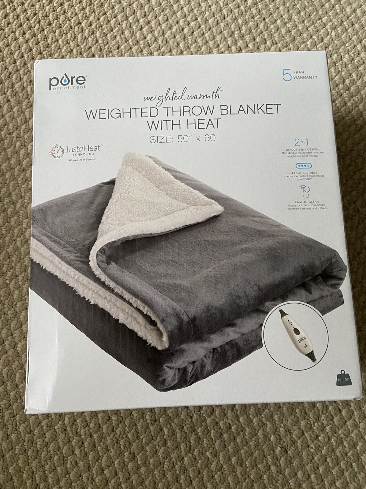 Pure enrichment weighted heated blanket | eBay