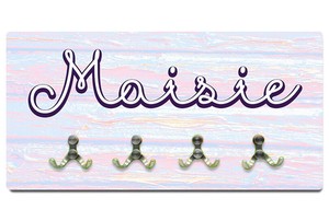 Personalised Coat Hanger Any Name Printed Wall Hooks Kids Childrens Bedroom 57