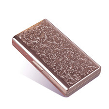 Retro Metal Cigarette Case-Double Sided Spring Clip Open Pocket Holder for 14 10