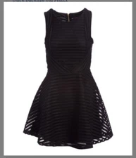 Shelby & Palmer Black Stripe Sleeveless Fit & Flare Dress 