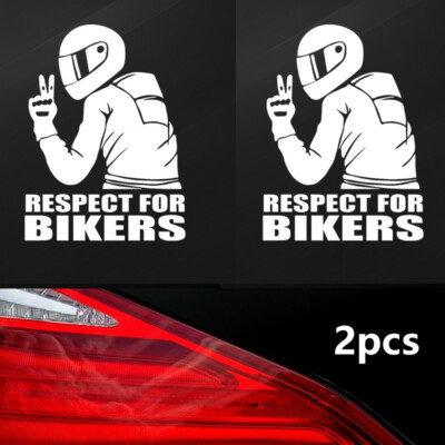 2pcs Motorrad Auto Aufkleber Respect for Bikers Solitaritäts-Sticker weiß