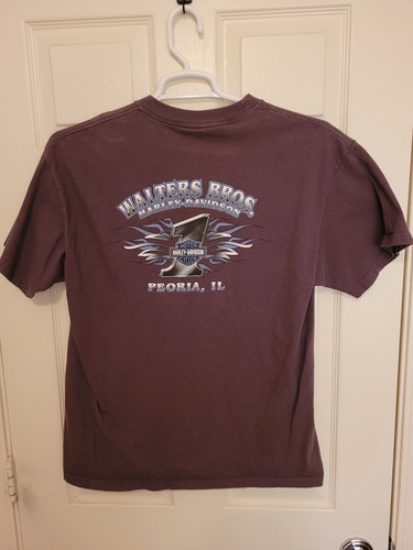 Harley-Davidson Peoria, Illinois T Shirt Mens Large L Purple Cotton Made in USA - Picture 2 of 5