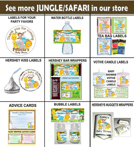 30 JUNGLE SAFARI ZOO BABY SHOWER FAVORS BUBBLE LABELS - Picture 2 of 2