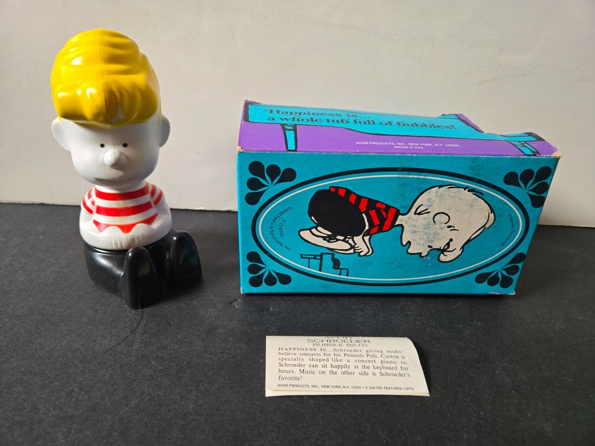 Vintage Avon FULL Peanuts Linus Schroeder Bubble Bath Collectible