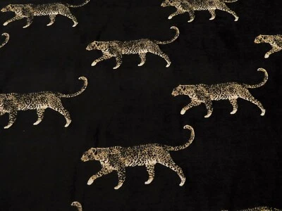 FRYETTS / PORTER & STONE LEOPARD NOIR by Porter & Stone Velvet Chenille Upholstery Cushion Curtain Fabric