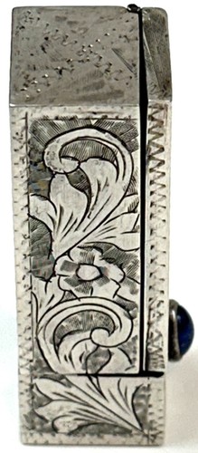 ✅Vintage Fancy Ornate 800 Silver Lapis Lipstick Tube Case Jal Italy CLEAN - Picture 5 of 16