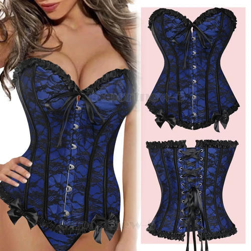 Bustier Corsé Top Mujeres Sobre Busto Con Cordones Cintura Deshuesada Entrenador Lencería Burlesca - Imagen 10 de 32