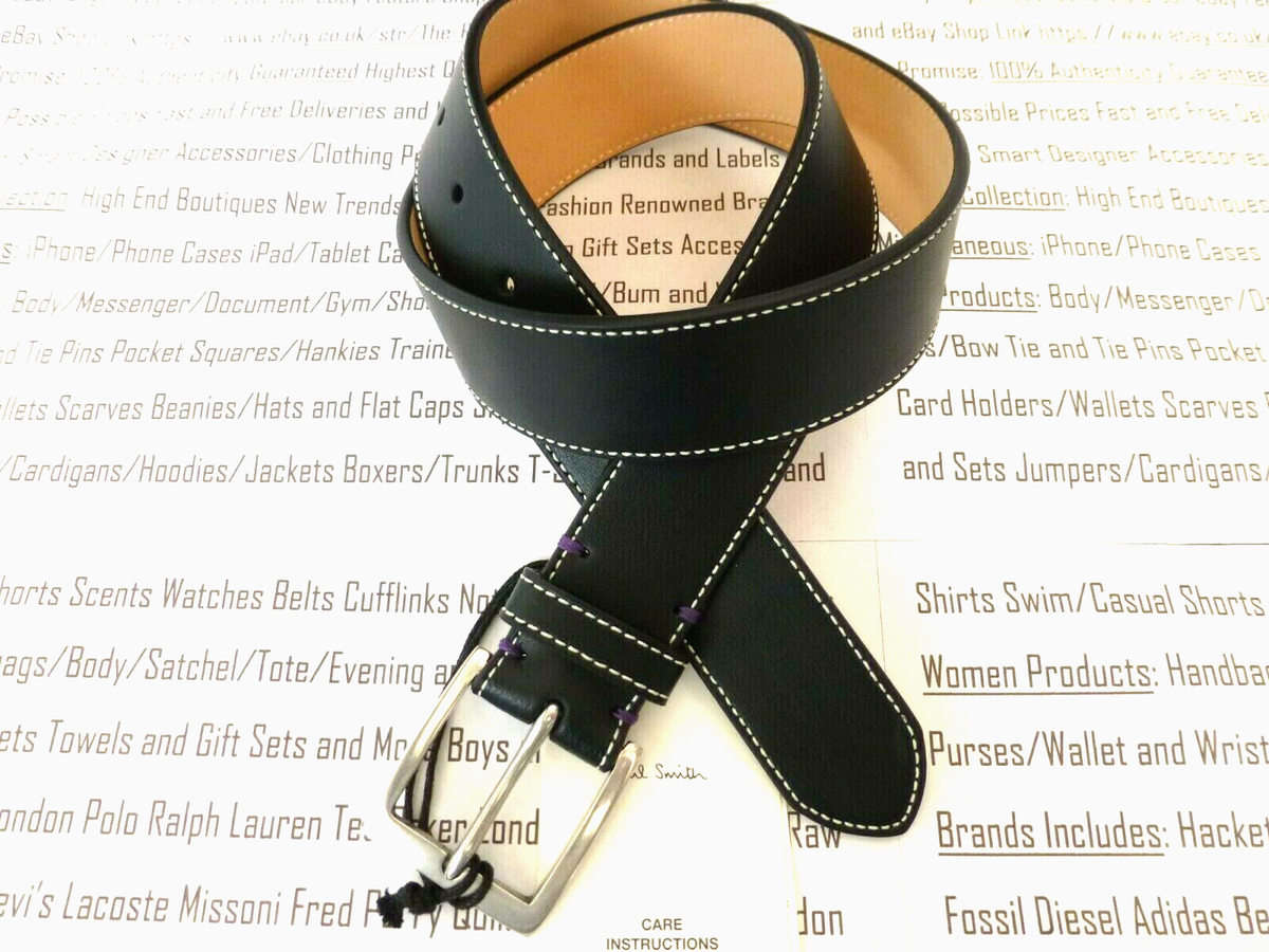 PAUL SMITH Authentic Leather Belt Mens Black Size 30