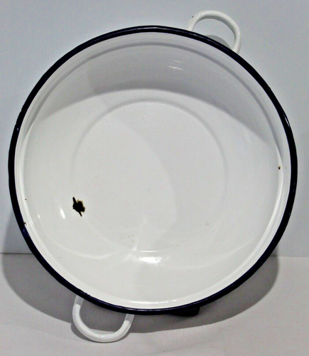 Large Porcelain Enamel Ware Tub Kitchen Cottage Basin Wash Bowl Handles Vtg VGC - Picture 15 of 16