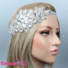 1920s Headband Bridal Great Gatsby Party 20s Silver Flapper Headpiece Gangster