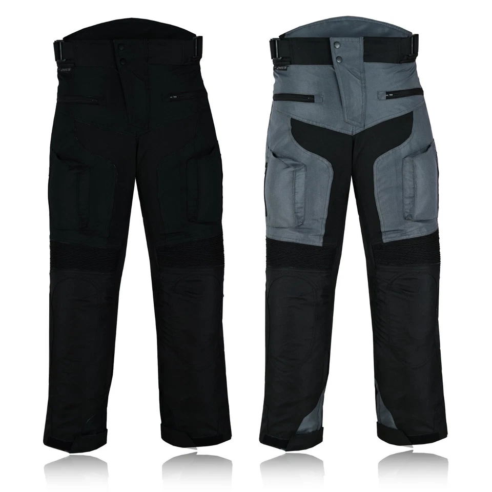 Motorbike Motorcycle Waterproof Cordura Textile Trousers Pants CE Armours BLACK - Image 2 of 4