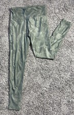 Prana Leggings Womens Small Green Camouflage Polyester High Waist Skinny Pull On