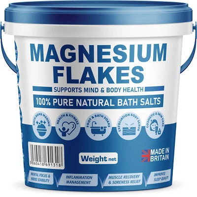 PURE SOURCE NUTRITION MAGNESIUM FLAKES | 1kg-10kg Bucket | 100% Pure |Bath Soak| Magnesium Chloride