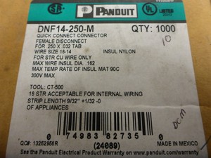 Panduit Dnf14 250 C Female Disconnect Tab Size Of 0 250 X 0 032 16 14 Awg 990pcs Ebay