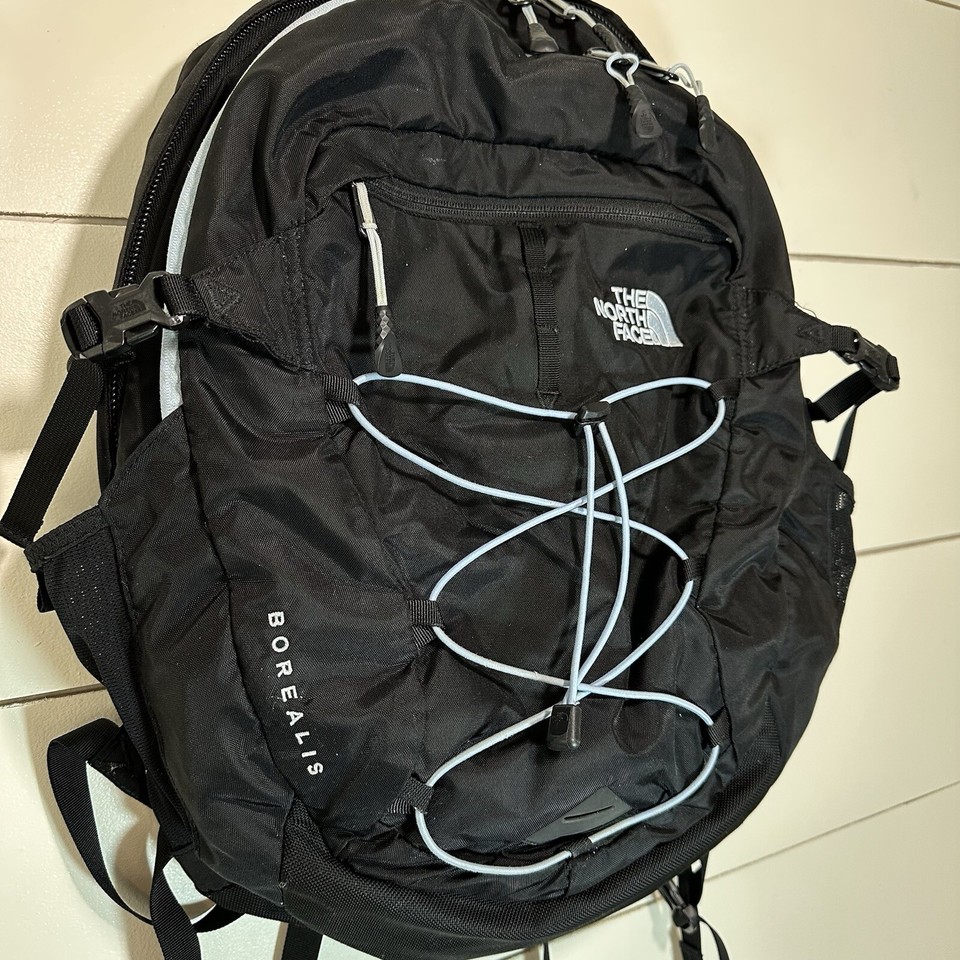 The North Face Borealis Backpack Black with Light Blue Details Full