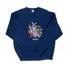 Vintage 90  s Warner Bros. Looney Tunes Embroidered Blue Crewneck Sweatshirt L