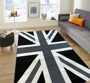 Super Quality Black White Union Jack Flag Print Rug London ...