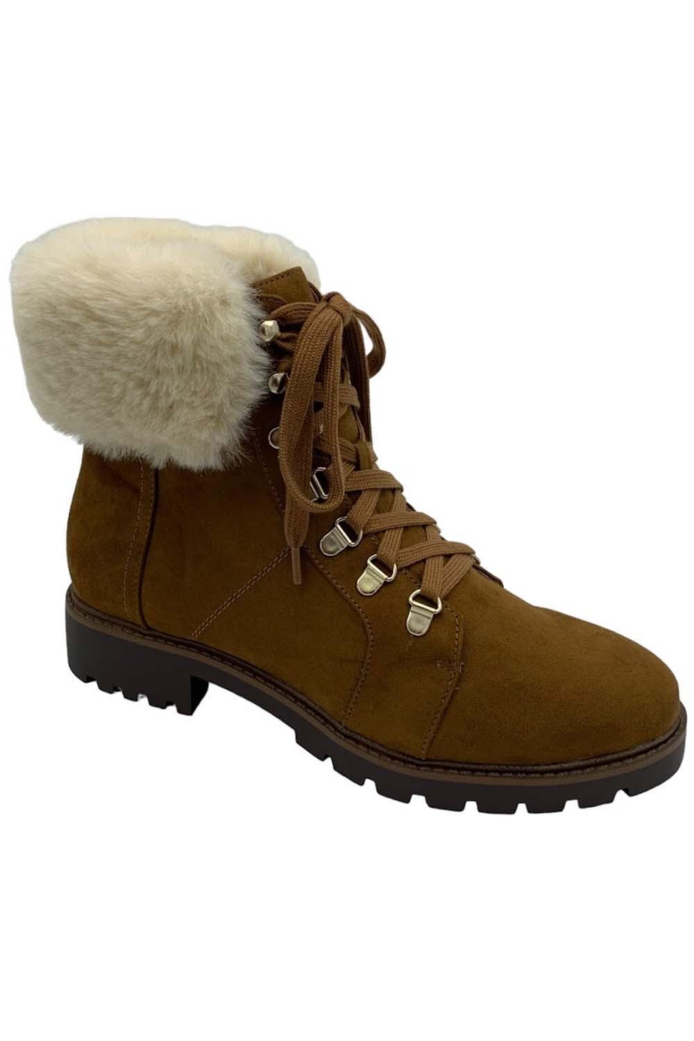 Isaac Mizrahi Live! Lace Up Hiker Bootie Cognac