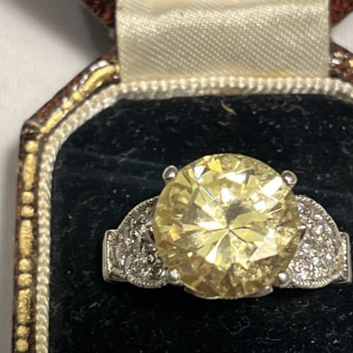 925 VINTAGE COCKTAIL RING WITH LEMON STONE, GORGEOUS!!