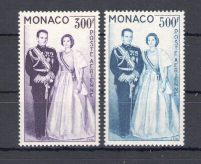 1959 MONACO, Luftpost Nr. 71 und 72, Principi Ranieri e Grace di Monaco, 2 Werte
