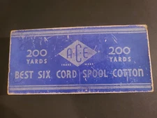 Antique ACE Best Six Cord Spool Cotton Box — EMPTY BOX ONLY