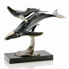 Whale Song Brass Sculpture Statue Whalesong On Wave Coastal ~ SPI Home 80181