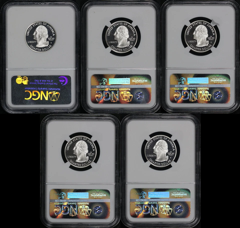 2007-S ID, UT, MT, WY, & WA Silver State Quarter 5pc Set NGC PF-69 Ultra Cameo - Image 2 of 2