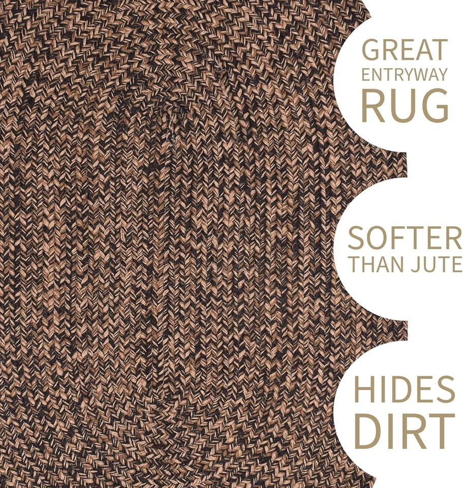 Alfombra trenzada negra/dorada - Alfombrilla de puerta de entrada - Kit de granja interior exterior de 2X3 pies Foto 3 de 4