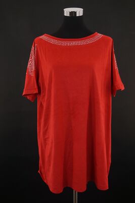 Laura Kent Damen T-Shirt 52 rot uni Rundhals Kurzarm A1009