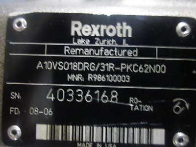 A10VSO18DRG/31R-PKC62N00 REXROTH UNIT VARIABLE DISPLACEMENT PISTON PUMP 