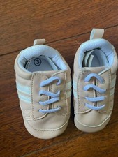 NEW baby girls PINK WHITE SNEAKERS shoes SOFT SOLE slip on SIZE 3