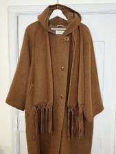 Max Mara Womens Cashgora & Virgin Wool Camel Coat & Scarf Vintage Rare - Size 10