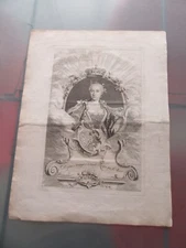 LARGE ENGRAVING 1739 LOUISE ELISABETH D'ORLEANS OVERBEKE 18th century