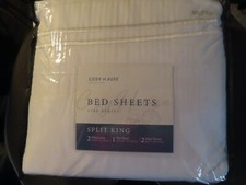 COSY HOUSE SPLIT KING 1500 SERIES BED SHEETS-5 PIECES-WHITE-NEW