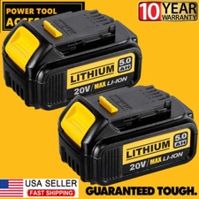 2Pack 20V For DeWalt 20 Volt Max XR 5.0 Ah Lithium Ion Battery DCB206-2 DCB205-2