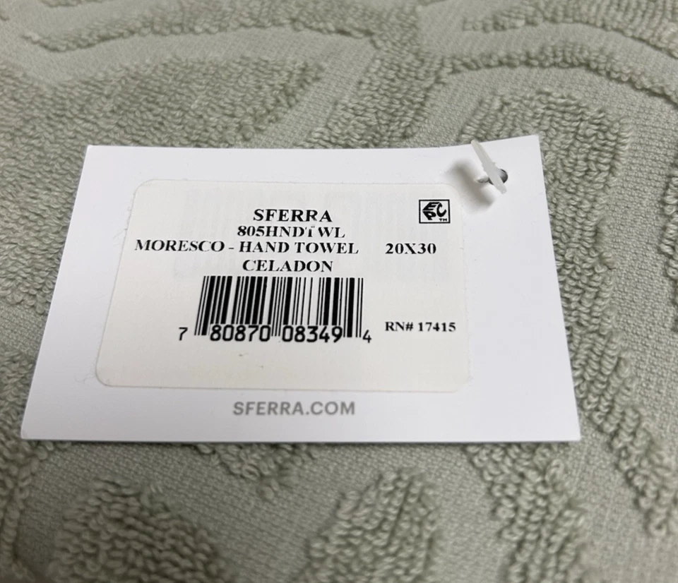 3 шт полотенца Sferra Moresco Celadon зеленые полотенце для одной руки и 2 салфетки для стирки новые - Изображение 4 из 4